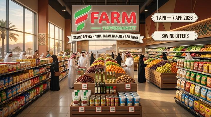 عروض أسواق المزرعة في السعودية - أبها، جزان، نجران وأبو عريش من 1 حتى 7 أبريل 2026