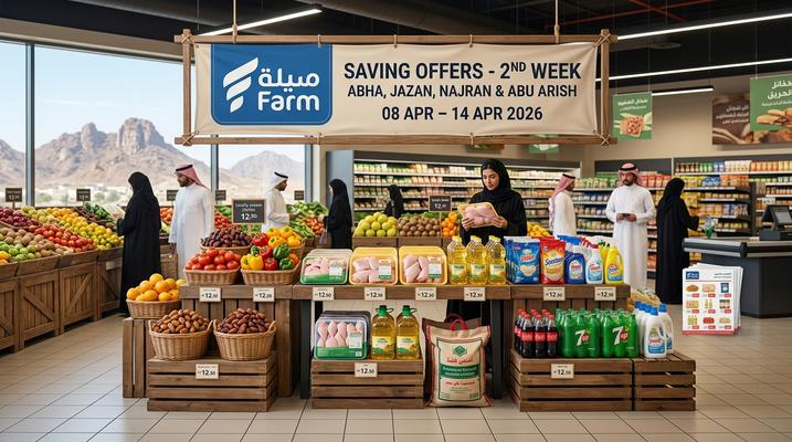 عروض أسواق المزرعة في السعودية - أبها، جزان، نجران وأبو عريش من 8 حتى 14 أبريل 2026