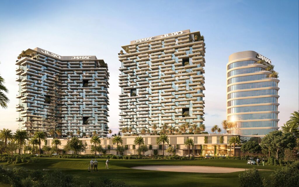 DAMAC District towers at DAMAC Hills – mixed-use skyline view