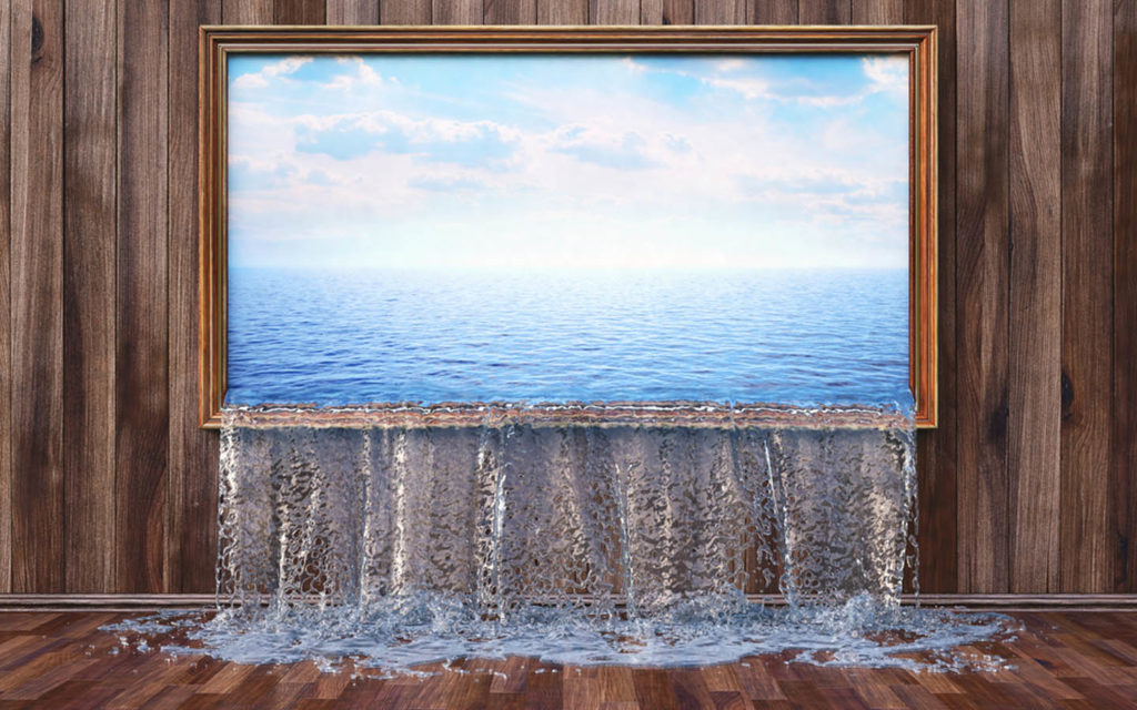 flowing water painting for Feng Shui decor in a Dubai home