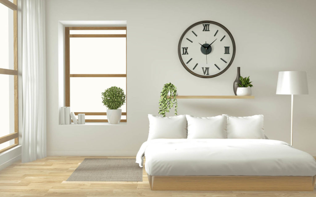 bright peaceful minimalist bedroom in Dubai inviting positive energy