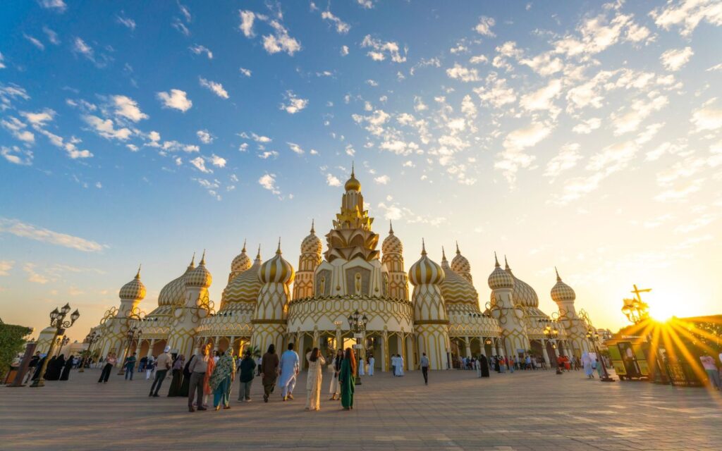 Intercity buses bringing visitors from Ajman and Ras Al Khaimah to Global Village Dubai