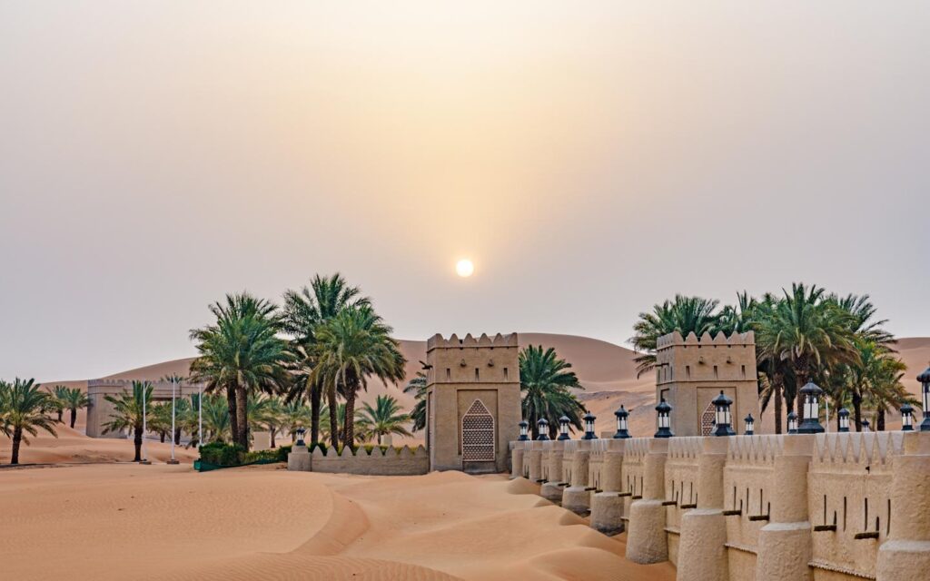 Historic fort and palm groves at Liwa Oasis Abu Dhabi