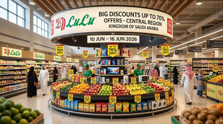 عروض اللولو في الرياض والمنطقة الوسطى بخصومات تصل إلى 70% من 10 إلى 16 يونيو 2026