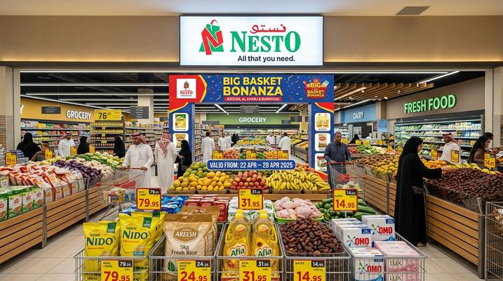 Nesto Big Basket Bonanza Offers in Riyadh, Al Kharj & Buraydah, Saudi Arabia – 22 to 28 Apr 2026