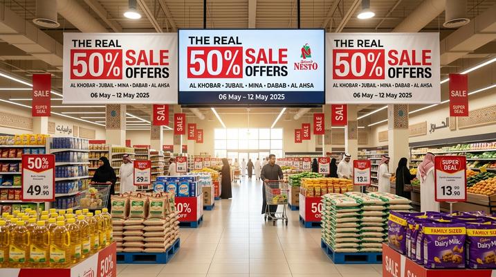 Nesto Real 50% Sale Offers in Khobar, Jubail, Mina, Dabab & Al Hasa | May 6–12, 2026