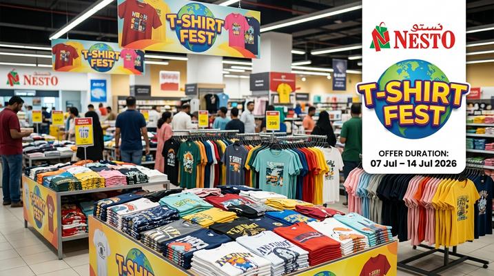 Nesto T-Shirt Fest UAE: Up to 57% Off T-Shirts for Men, Women & Kids (07–14 July 2026)