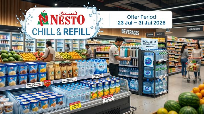 Nesto UAE Chill & Refill Deals: Up to 31% Off Juices & More (26–31 Jul 2026)