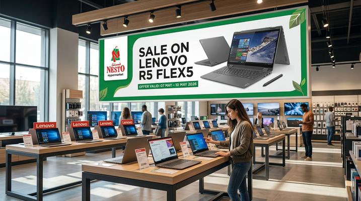 عروض نستو الإمارات: لابتوب لينوفو R5 فليكس 5 بسعر 2199 درهم وخصم 19% من 7 إلى 10 مايو 2026