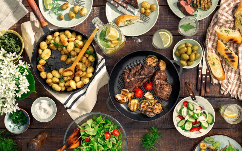 array of dishes at New Year gala dinners in Ras Al Khaimah