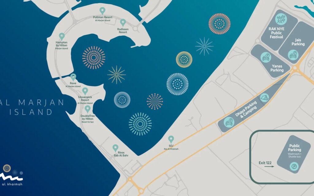 map of parking and access for ras al khaimah new year fireworks