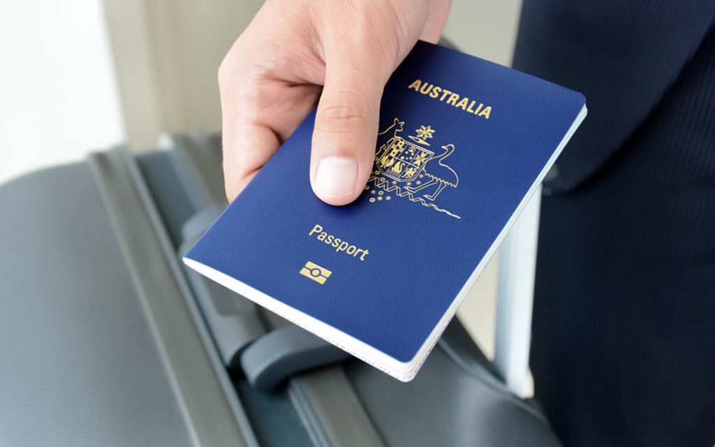Australian passport and UAE entry visa stamp