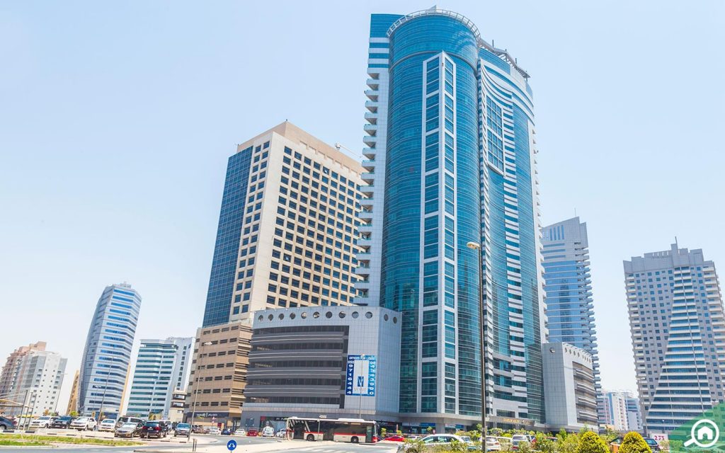 Barsha Heights skyline of residential towers, an Empower district cooling area