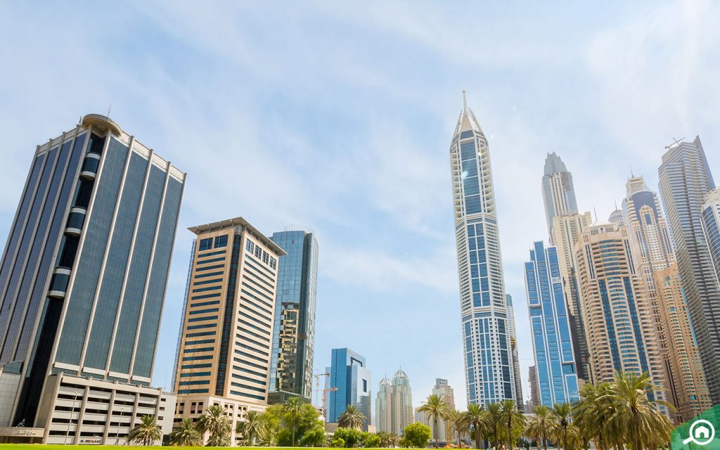 Residential and commercial buildings at Dubai Media City, an Empower-cooled area