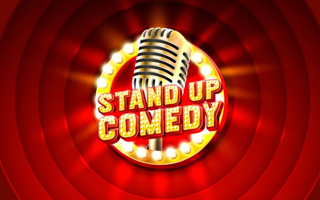 Packed audience enjoying a stand-up comedy night in Dubai